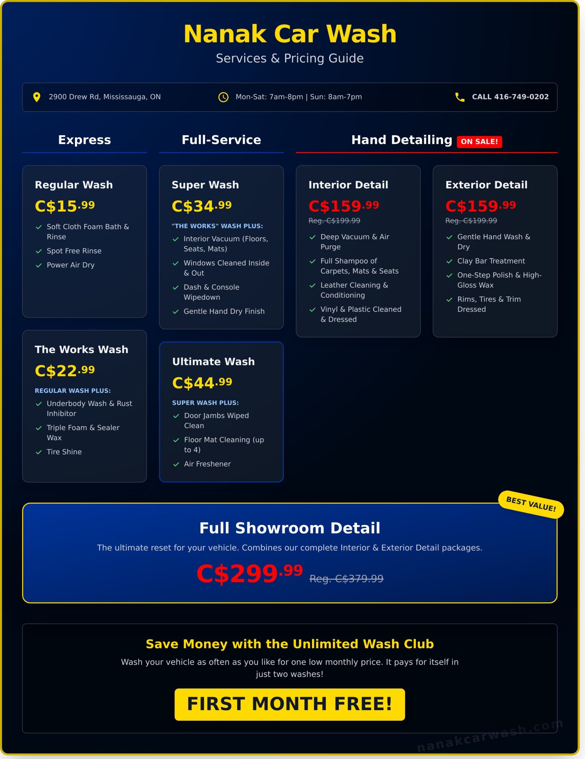 Nanak Car Wash: Our Services, Prices & Hours